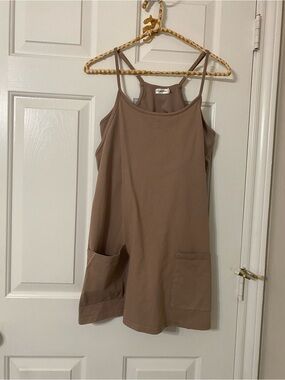 Windsor Taupe Pocket Slip Dress with Thin Straps